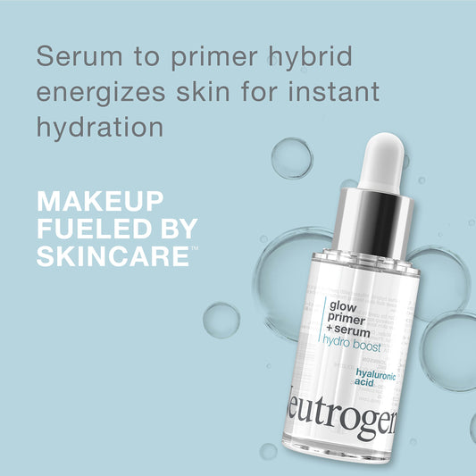 Neutrogena Hydro Boost Glow Booster bottle showcasing hydrating serum texture