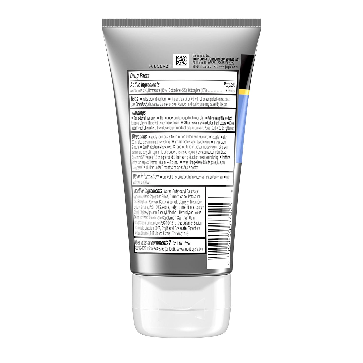 Authentic USA imported Neutrogena athletic face sunscreen packaging details