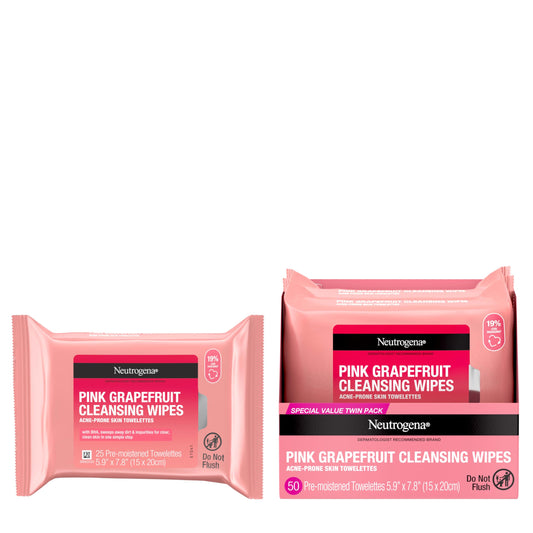 Neutrogena oil free face wipes for acne prone skin in a double pack bundle.