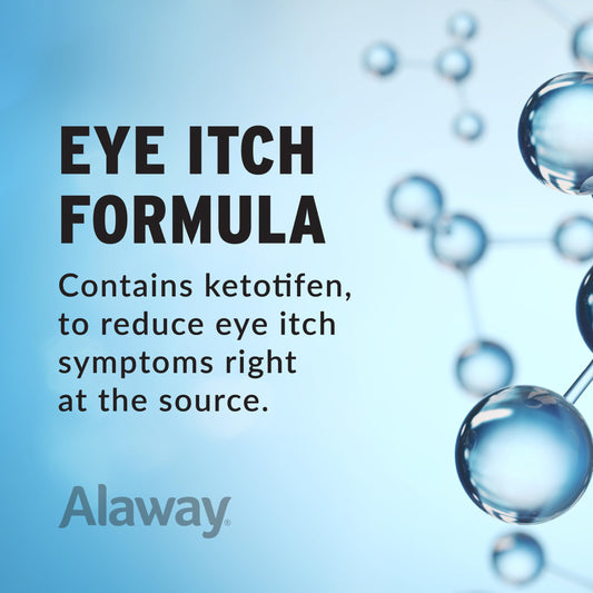 Alaway eye itch relief drops two bottle packaging showcasing twelve hour formula