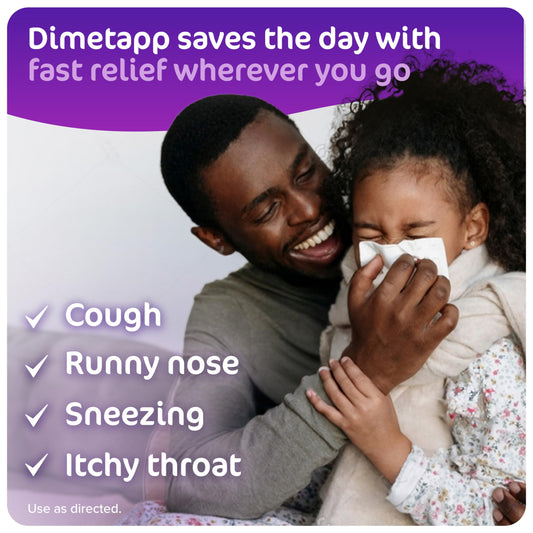 Childrens Dimetapp Grape Flavor 24 Chewable Tablets side packaging details