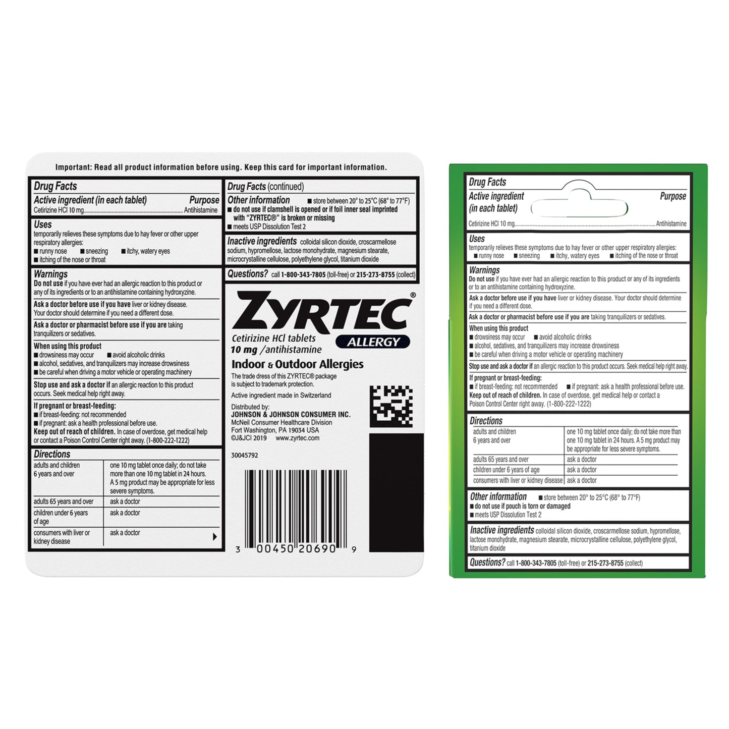 Zyrtec daily allergy support value bundle display highlighting ninety-three total tablets count