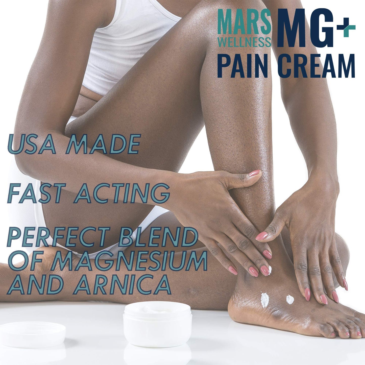 Authentic USA imported Mars Wellness MG+ cream tub studio shot