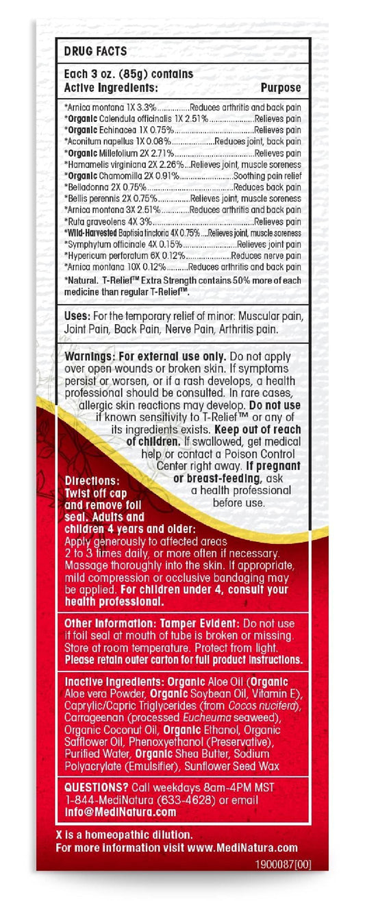 MediNatura T-Relief pain cream tube side profile