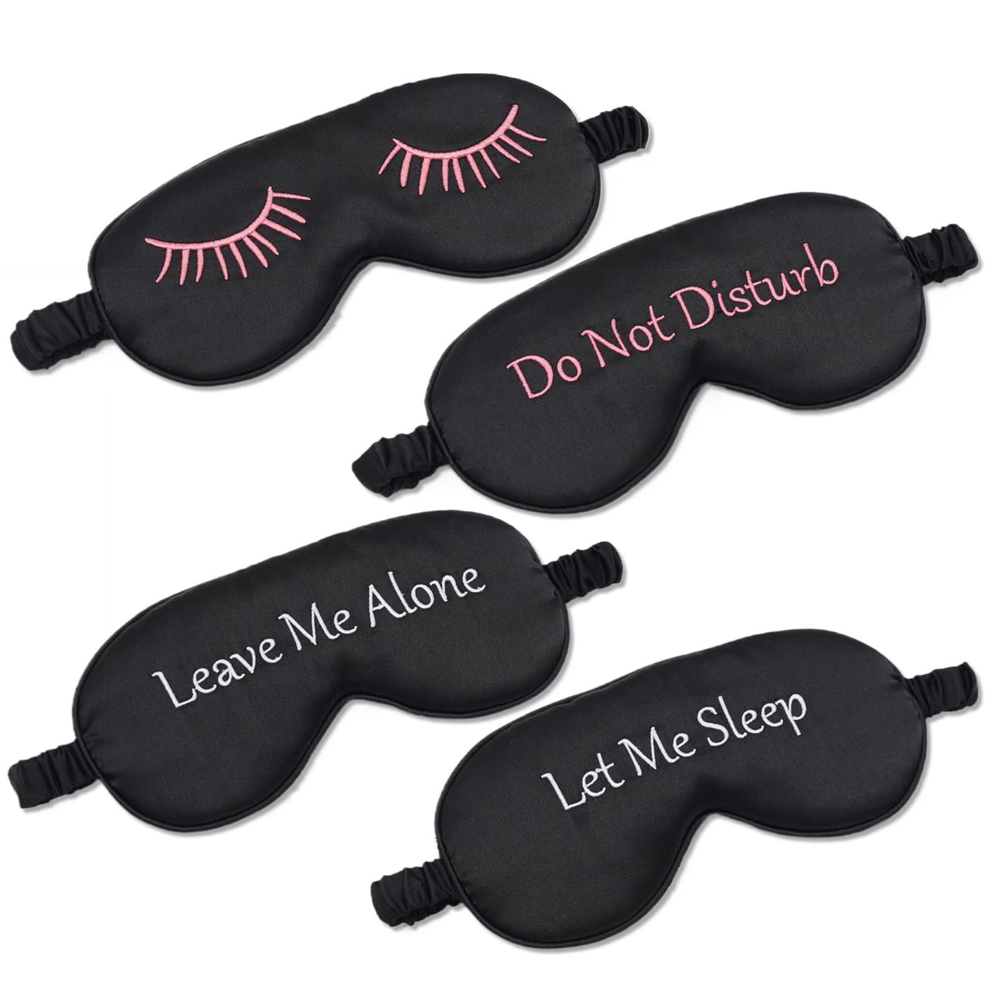 Set of four portable travel eye masks neatly arranged for packing.