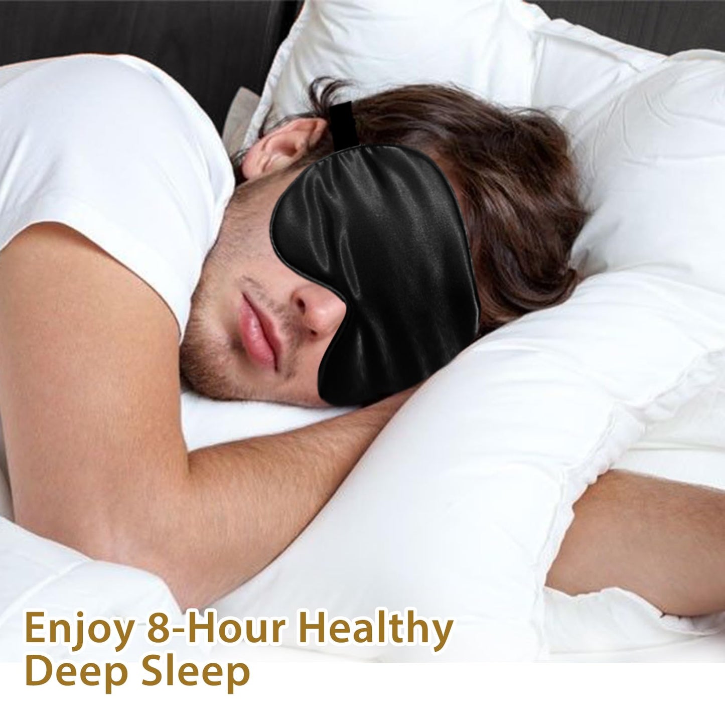 JroyJoy sleep mask demonstrating light-blocking capabilities during the day.