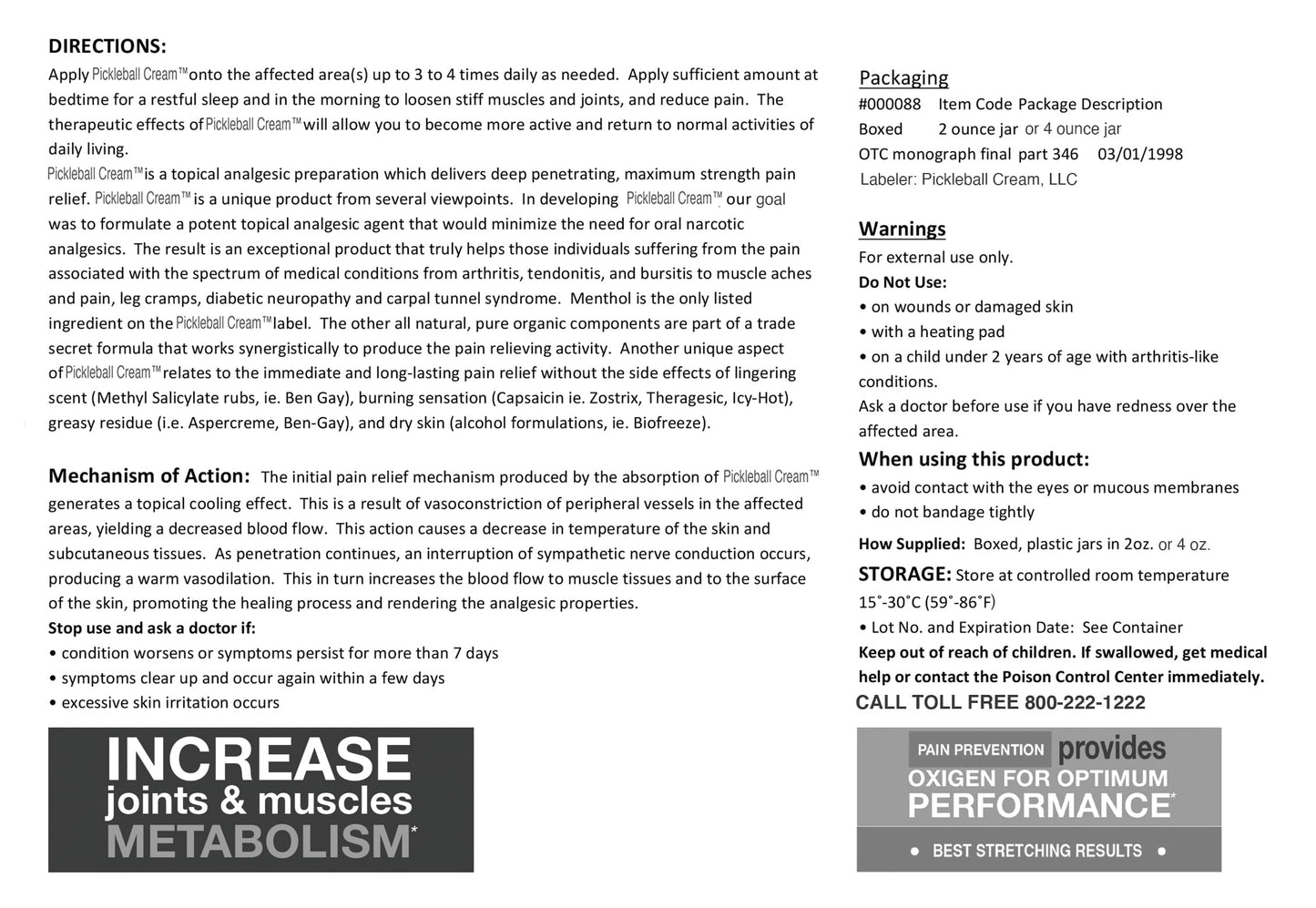 Authentic imported USA Pickleball Cream Pre Game formula for accurate ball shots and maximum performance.