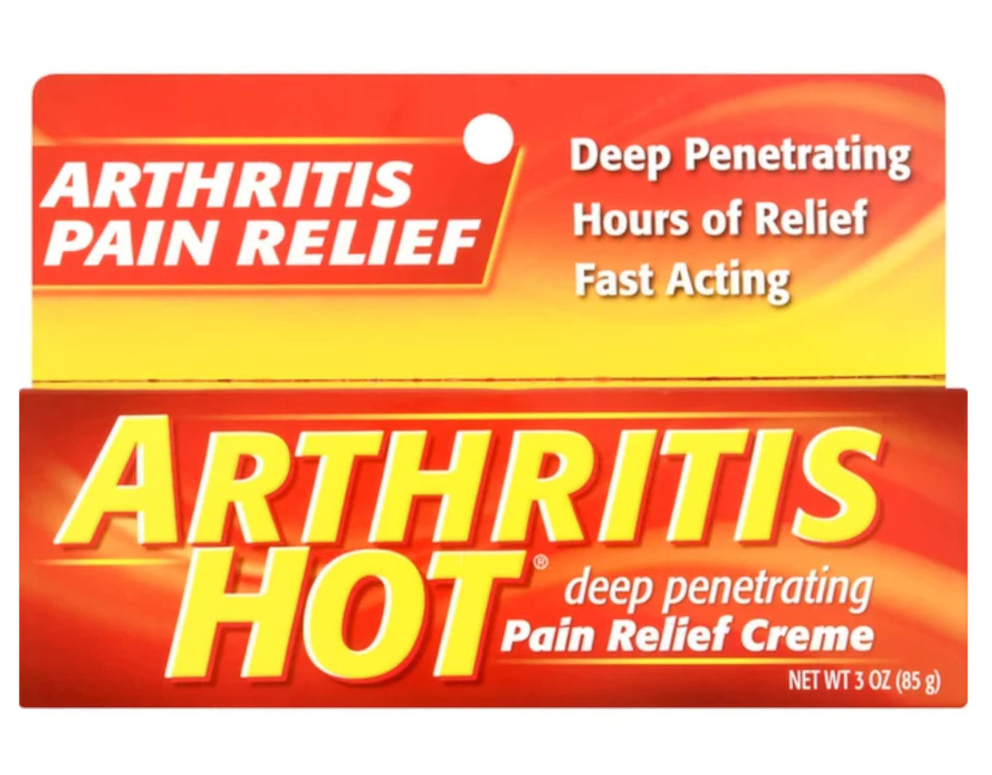 Arthritis Hot three ounce tubes close up displaying authentic imported packaging for Indian buyers