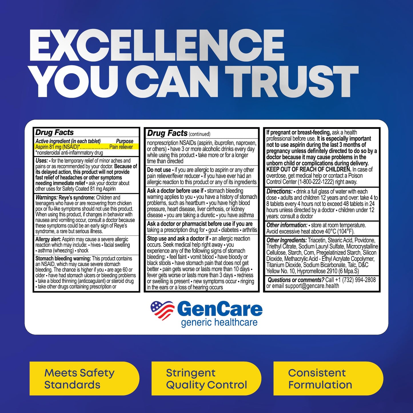 GenCare 500 tablets bulk packaging safety sealed bottle for daily wellness routine.