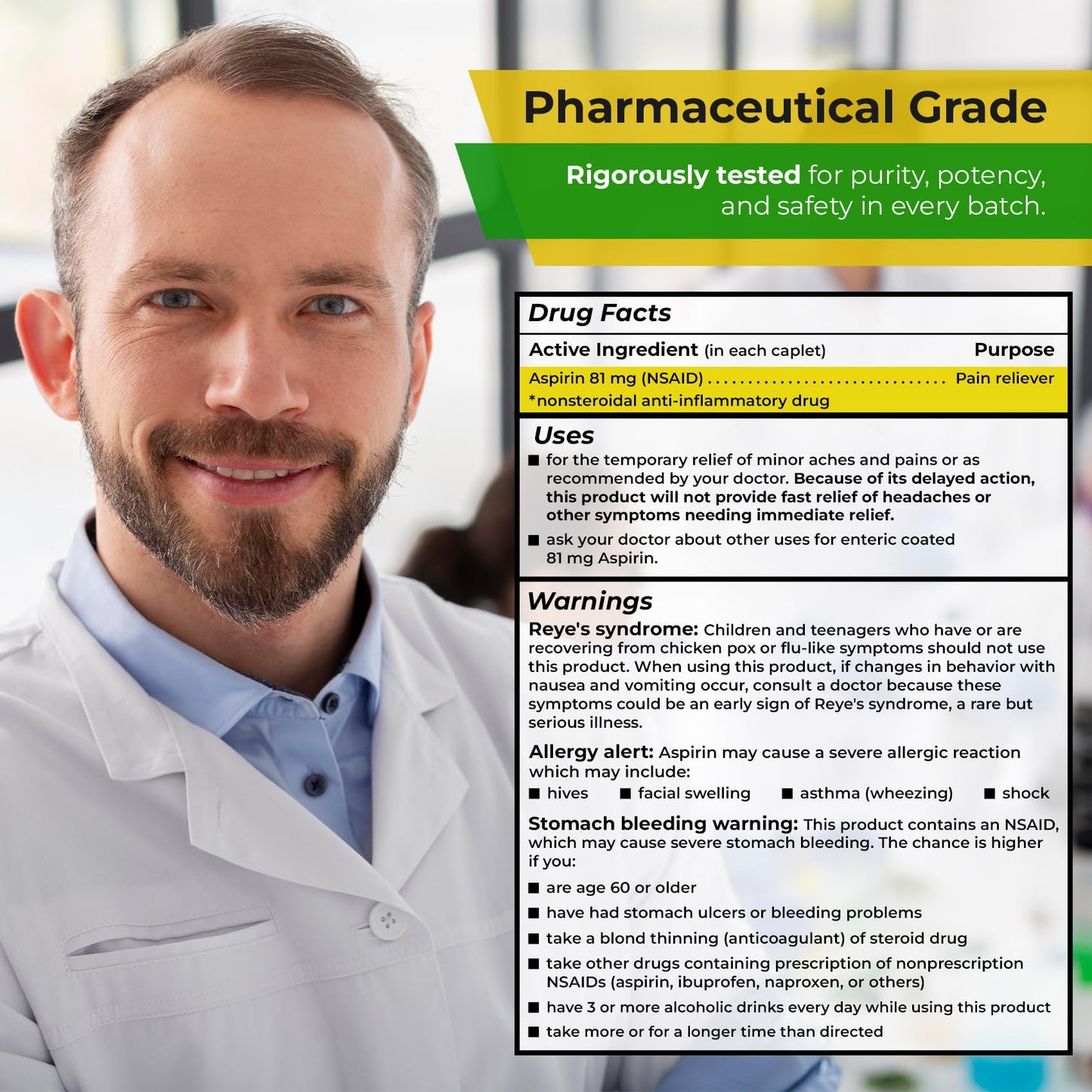 USA sourced TIME-CAP LABS daily low dose aspirin medication bottle for Indian consumers