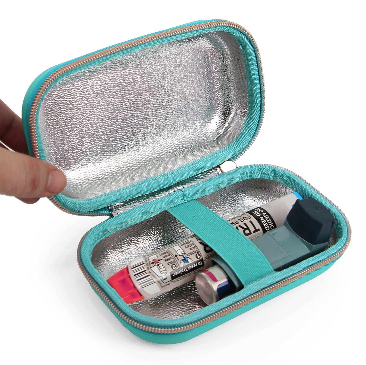 CASEMATIX dust free inhaler chamber holder showing the easy to wipe internal foil lining
