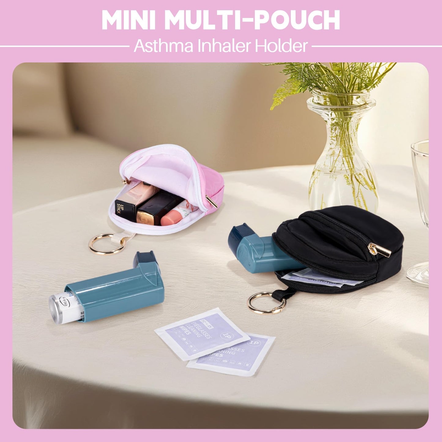 Likesing medical organizer pouch flat layout with keychain clip