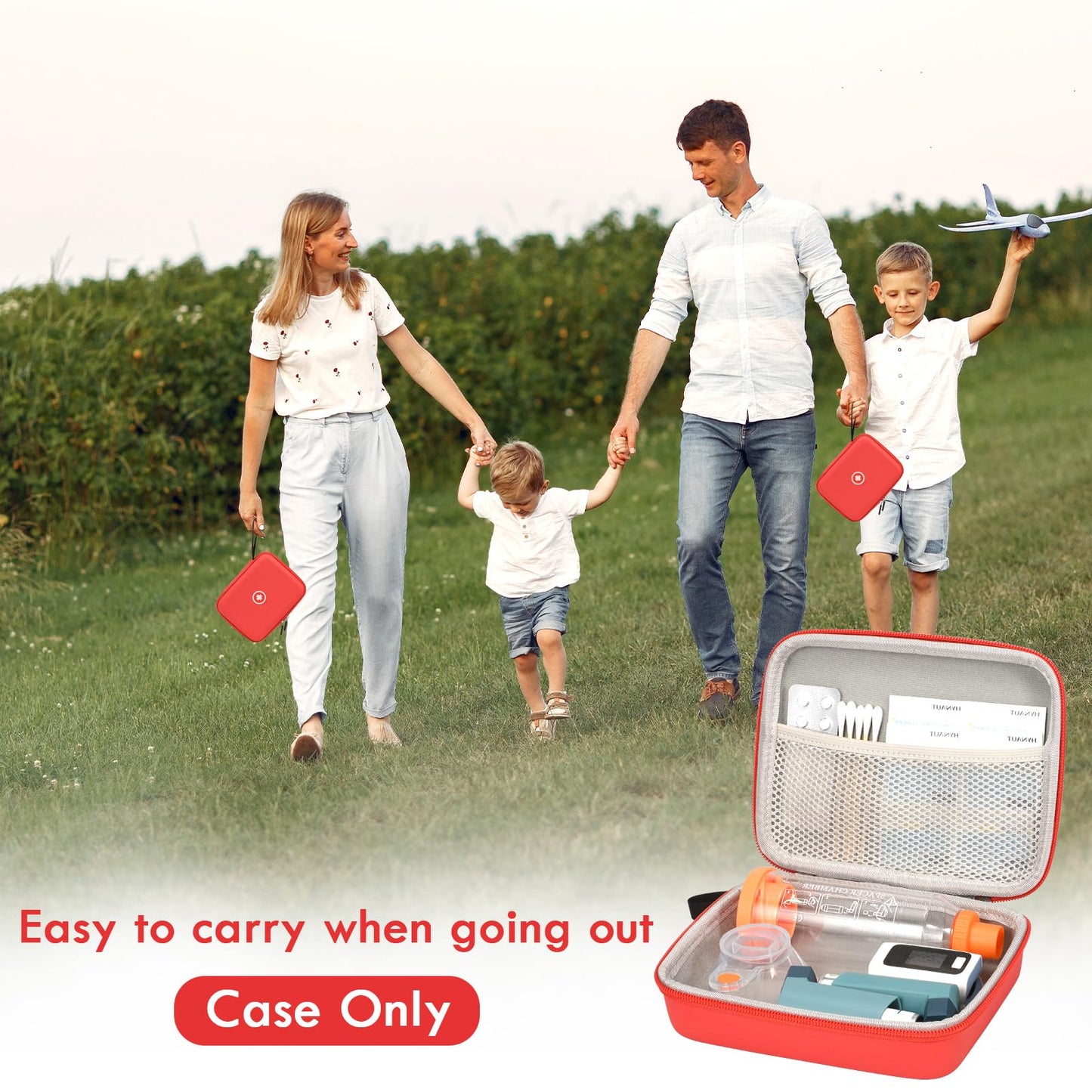 Fukumi asthma emergency kit travel pouch loaded with medical supplies