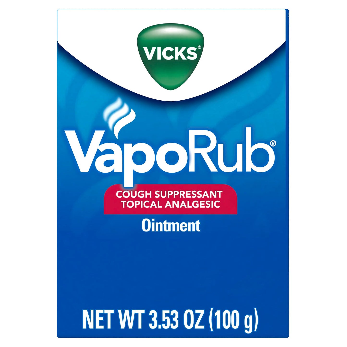 USA sourced Vicks VapoRub container showcasing the classic blue jar and green lid.