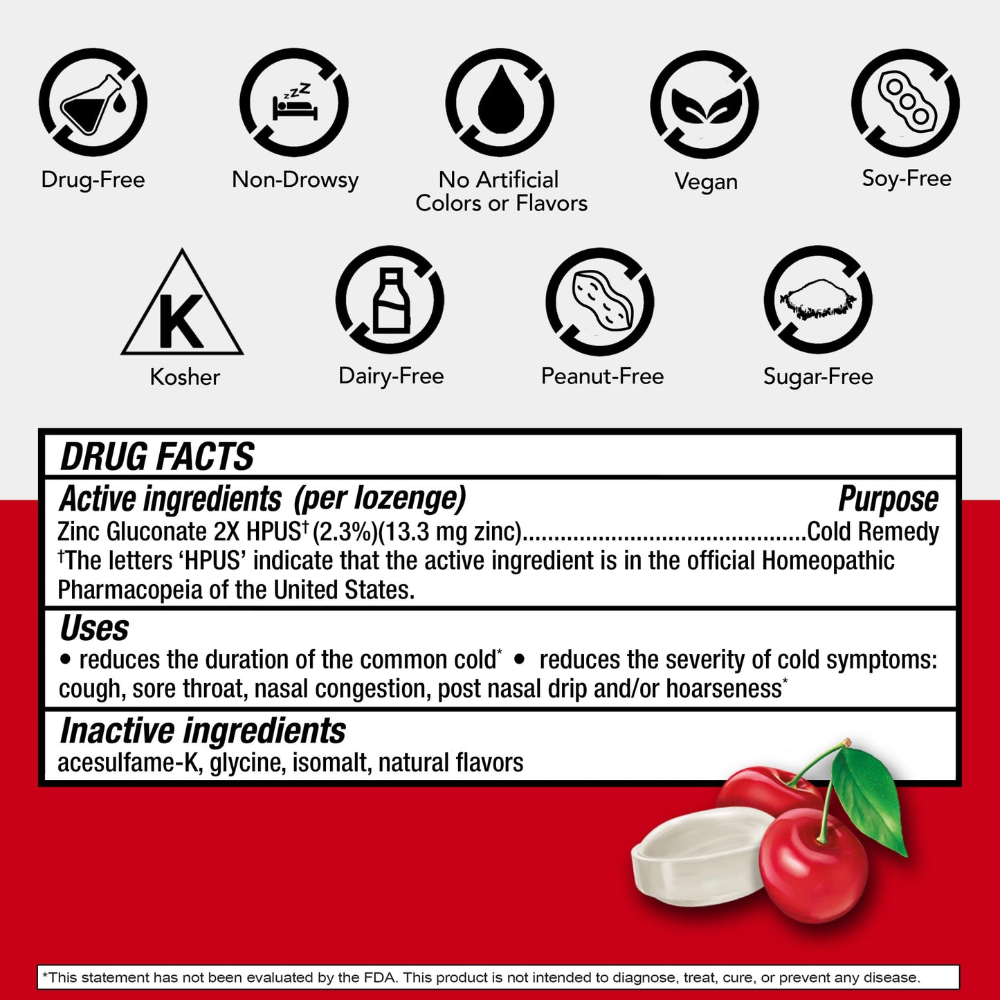 Cold-EEZE common cold shortening zinc lozenges package details