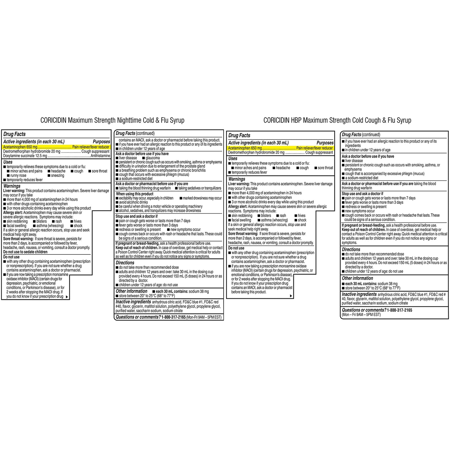 Coricidin HBP USA imported health care product packaging close up showing acetaminophen and cough suppressant details