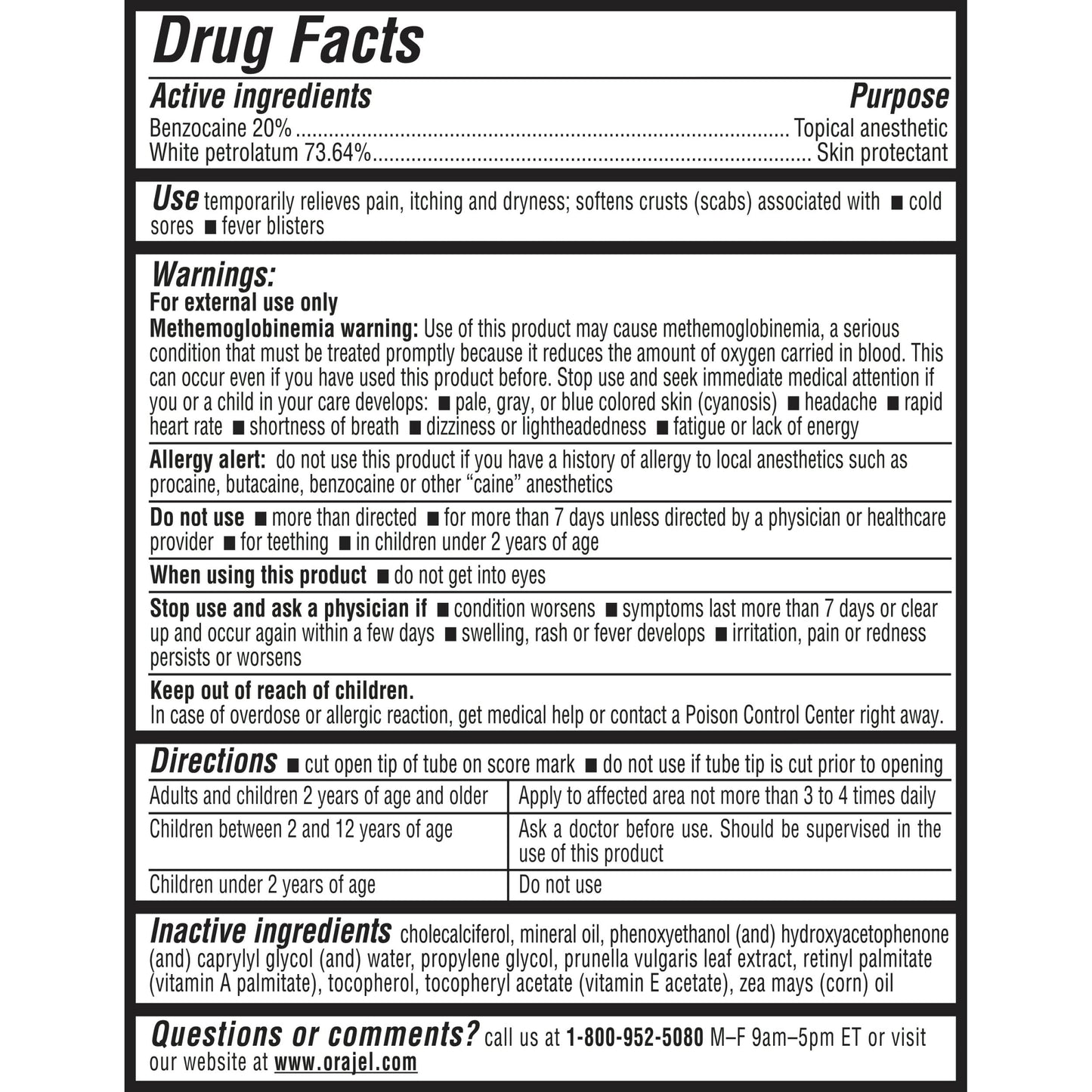 Orajel external oral pain reliever showing the patented single dose delivery system setup