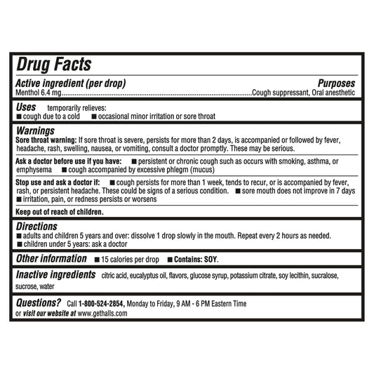 HALLS menthol lozenges case of twenty pocket sized travel packs packaging