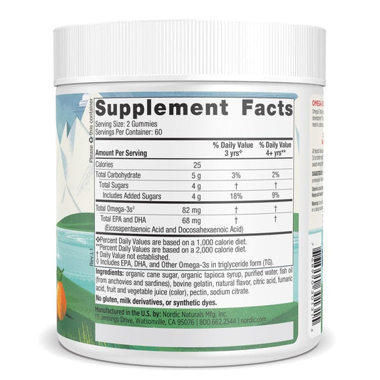 Nordic Naturals Tangerine Omega supplement nutritional label