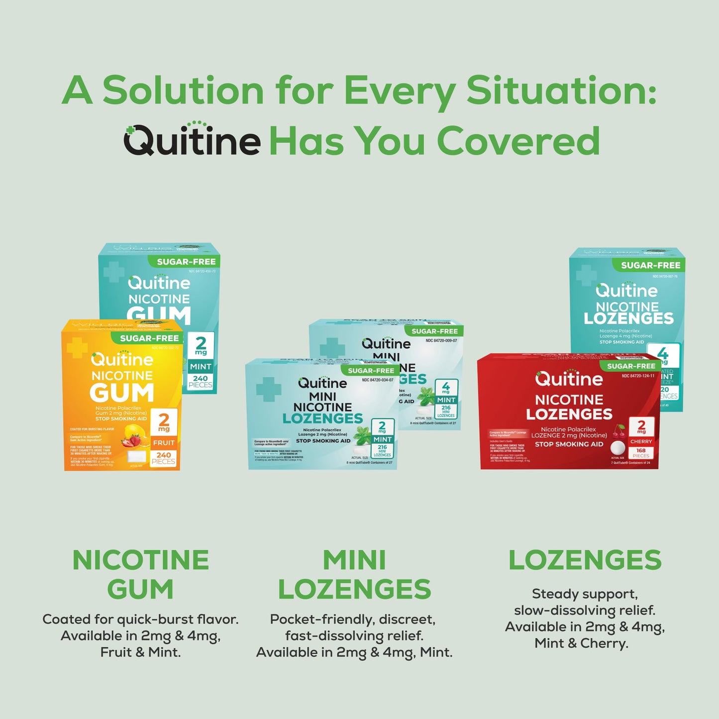 Authentic USA imported Quitine nicotine gum package showing legal disclaimers and manufacturing distribution details