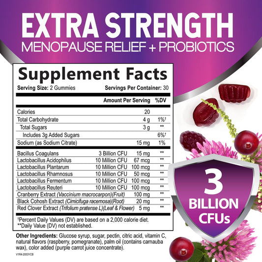 Nature's Nutrition advanced menopause relief formula supplement facts label