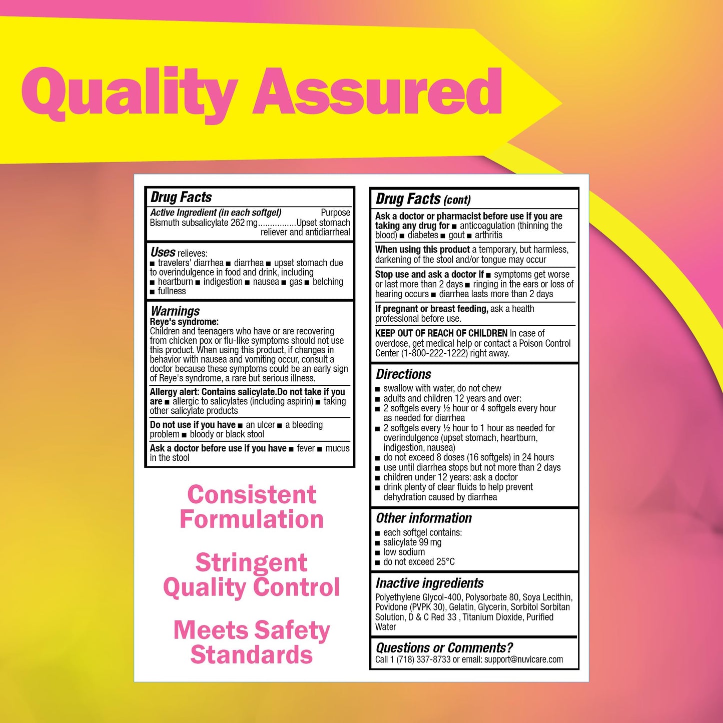 NUVICARE generic softgel medicine for digestive comfort displayed on a clean background