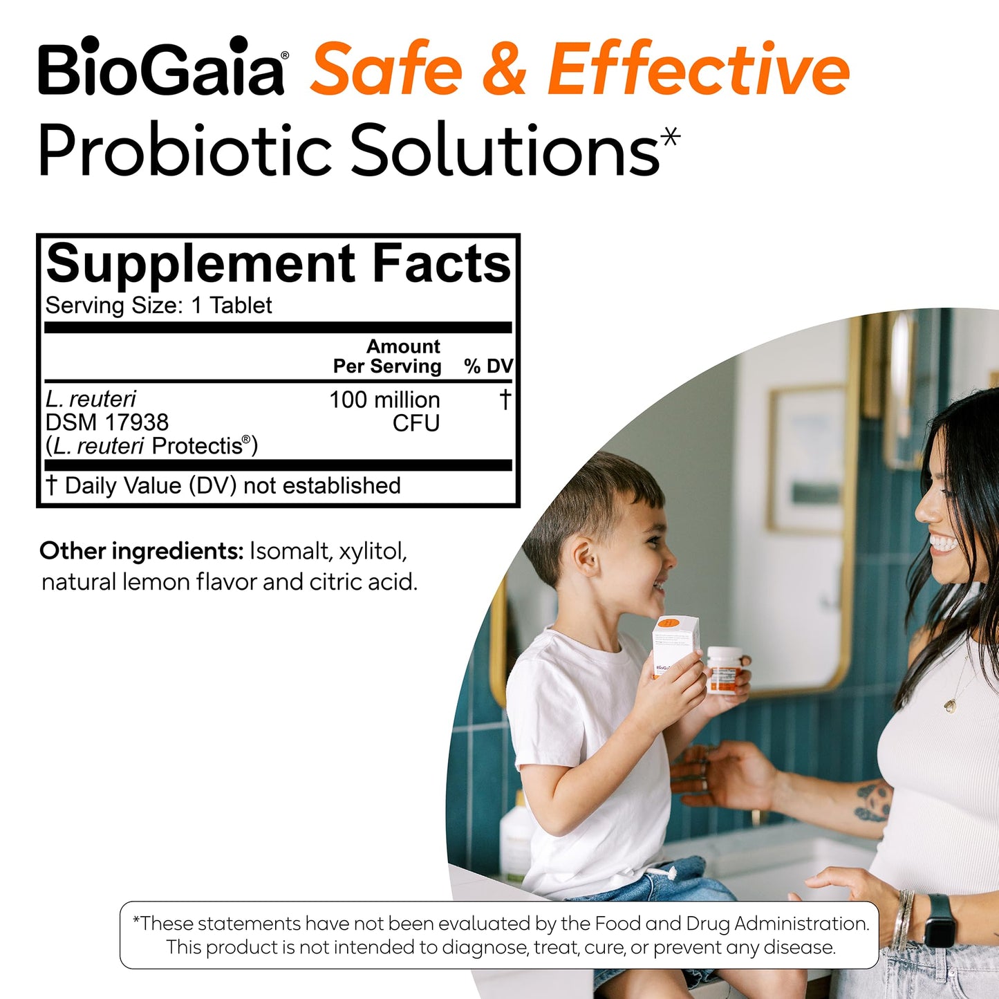 BioGaia Protectis Kids supplement bottle with lemon imagery