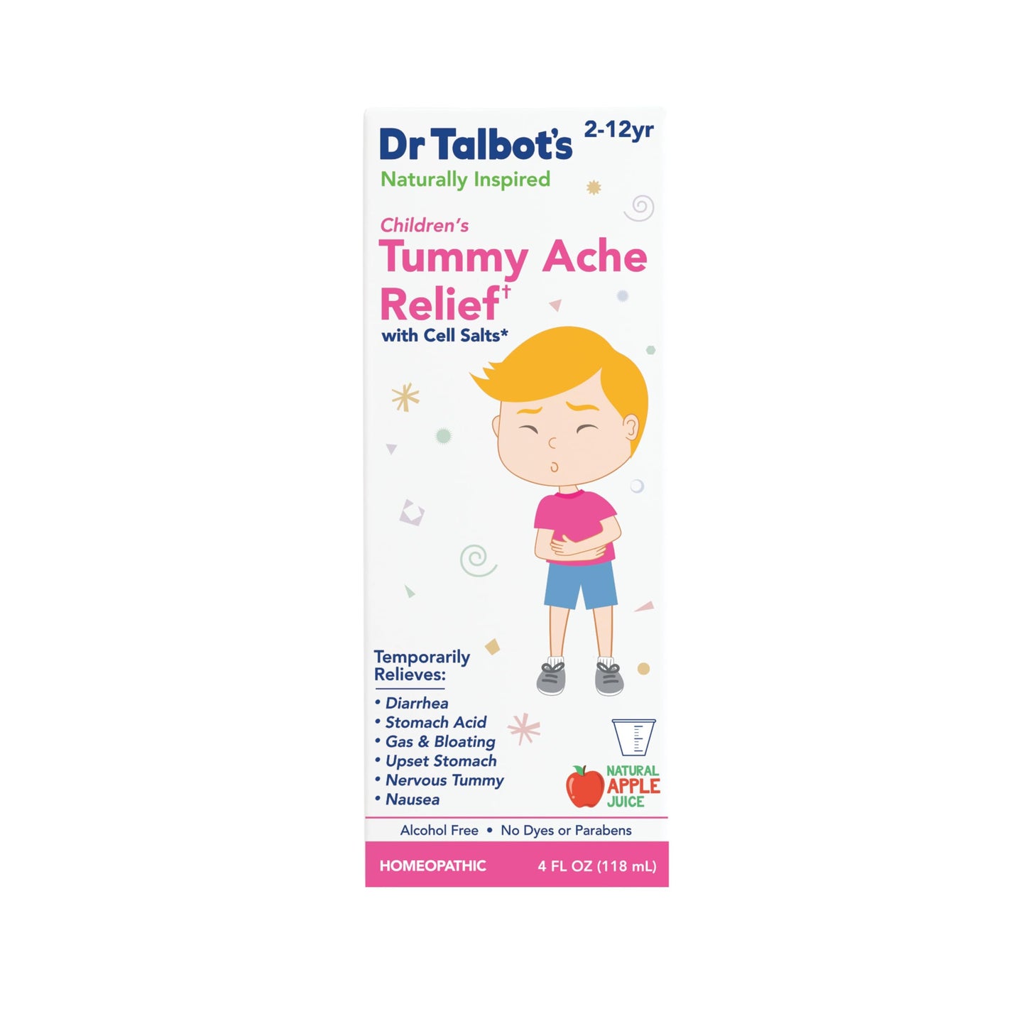 Dr. Talbot's apple juice flavored stomach upset relief medicine unboxing view