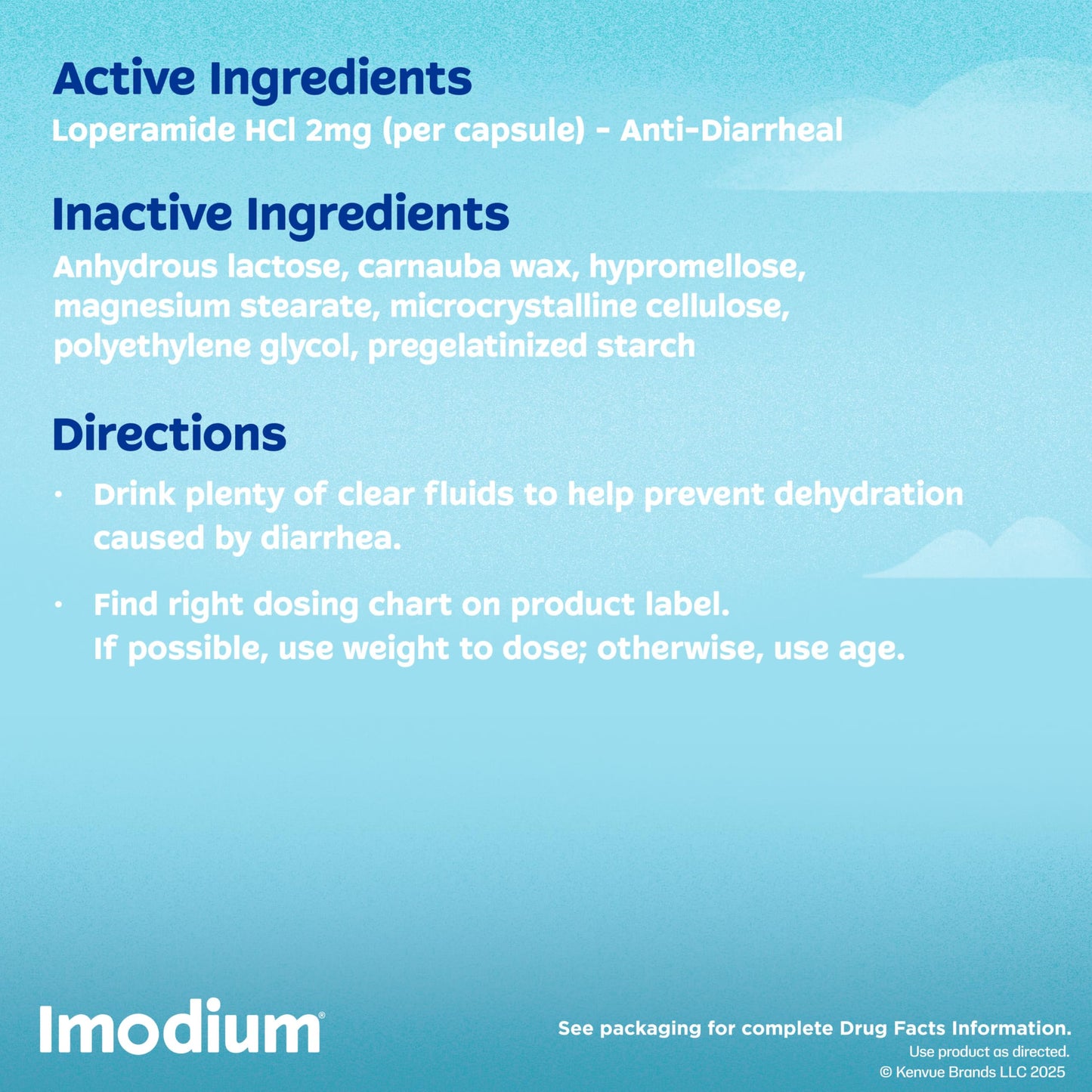 Medical label details on Imodium box