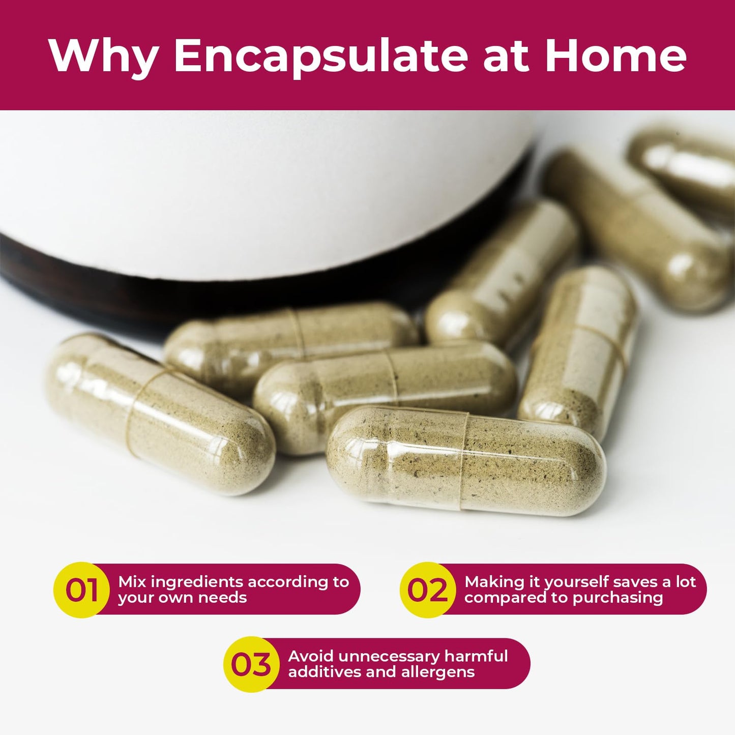 Atlemisme branded supplement encapsulation kit contents