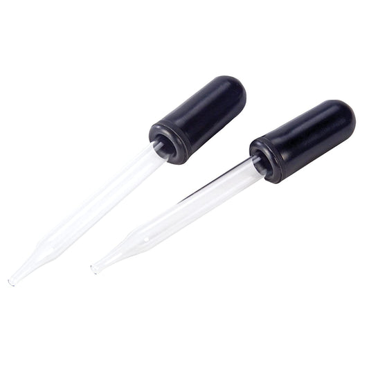 Close up view of the angled glass tip of the Apex medicine dropper.