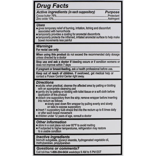 Calmol 4 steroid free rectal suppositories box showing active ingredients and bulb shape design