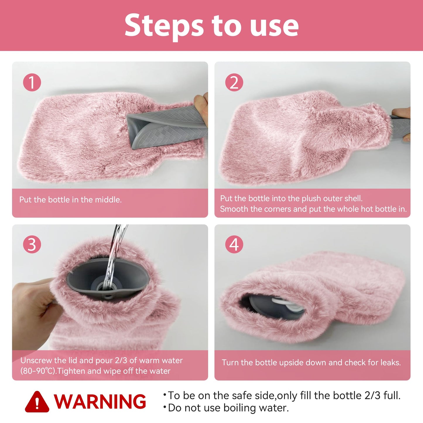 DICEVER premium pink wellness hot water bottle for personal health care