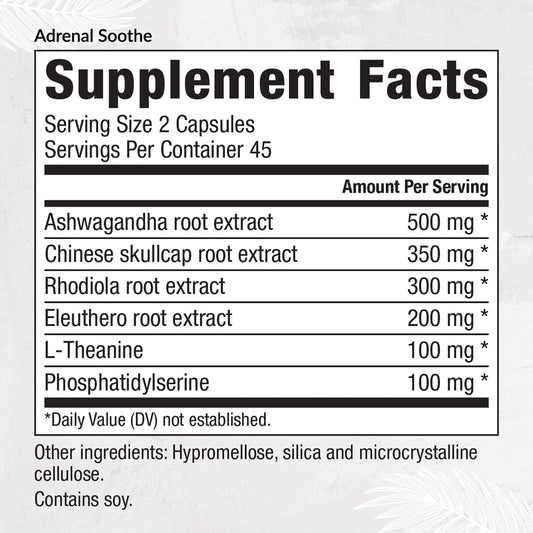 EquiLife herbal support supplement with ashwagandha and L theanine nutrition label