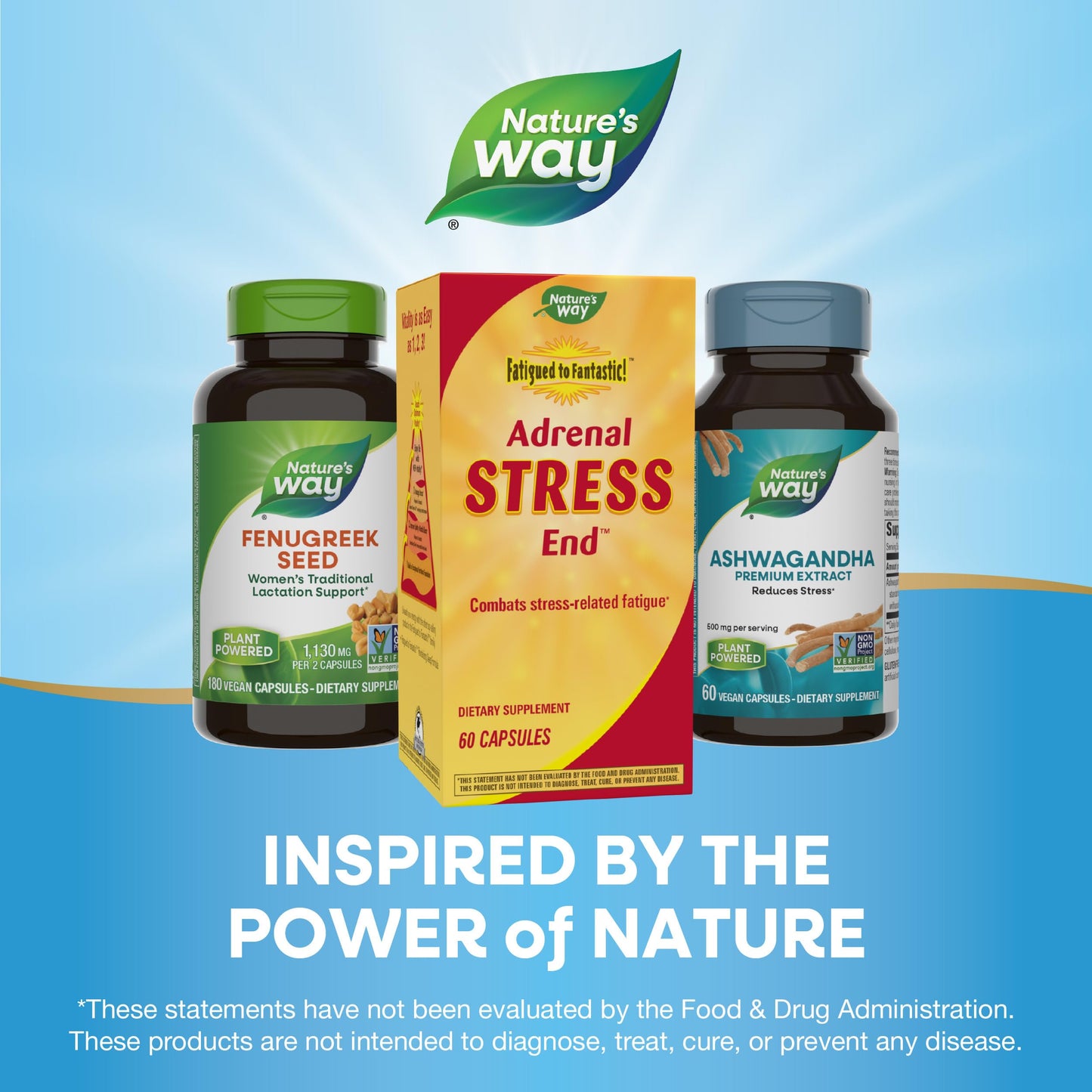 Nature's Way Fatigued to Fantastic product bottle highlighting gluten free formulation
