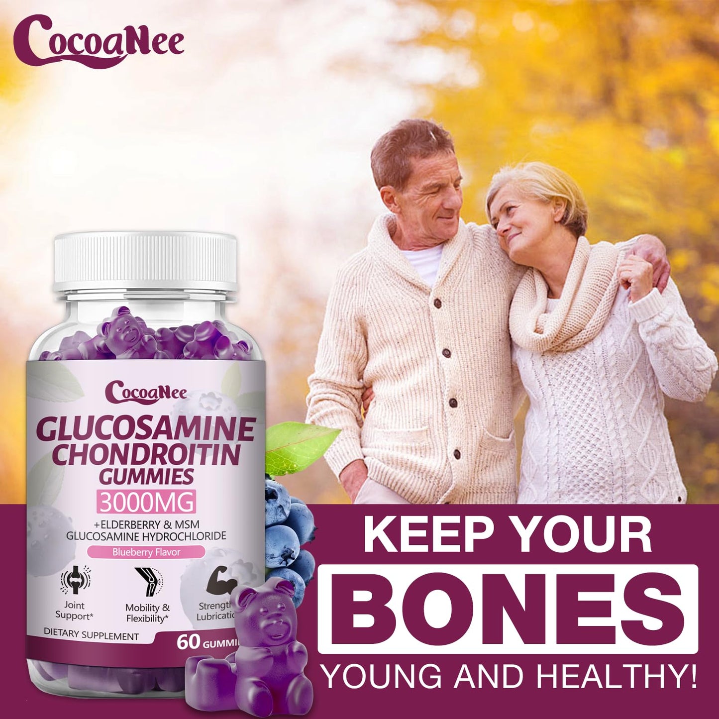 Close up of Simhould joint support supplement nutrition facts