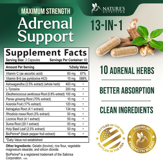 Nature's Nutrition Cortex Complex dietary supplement supplement facts label