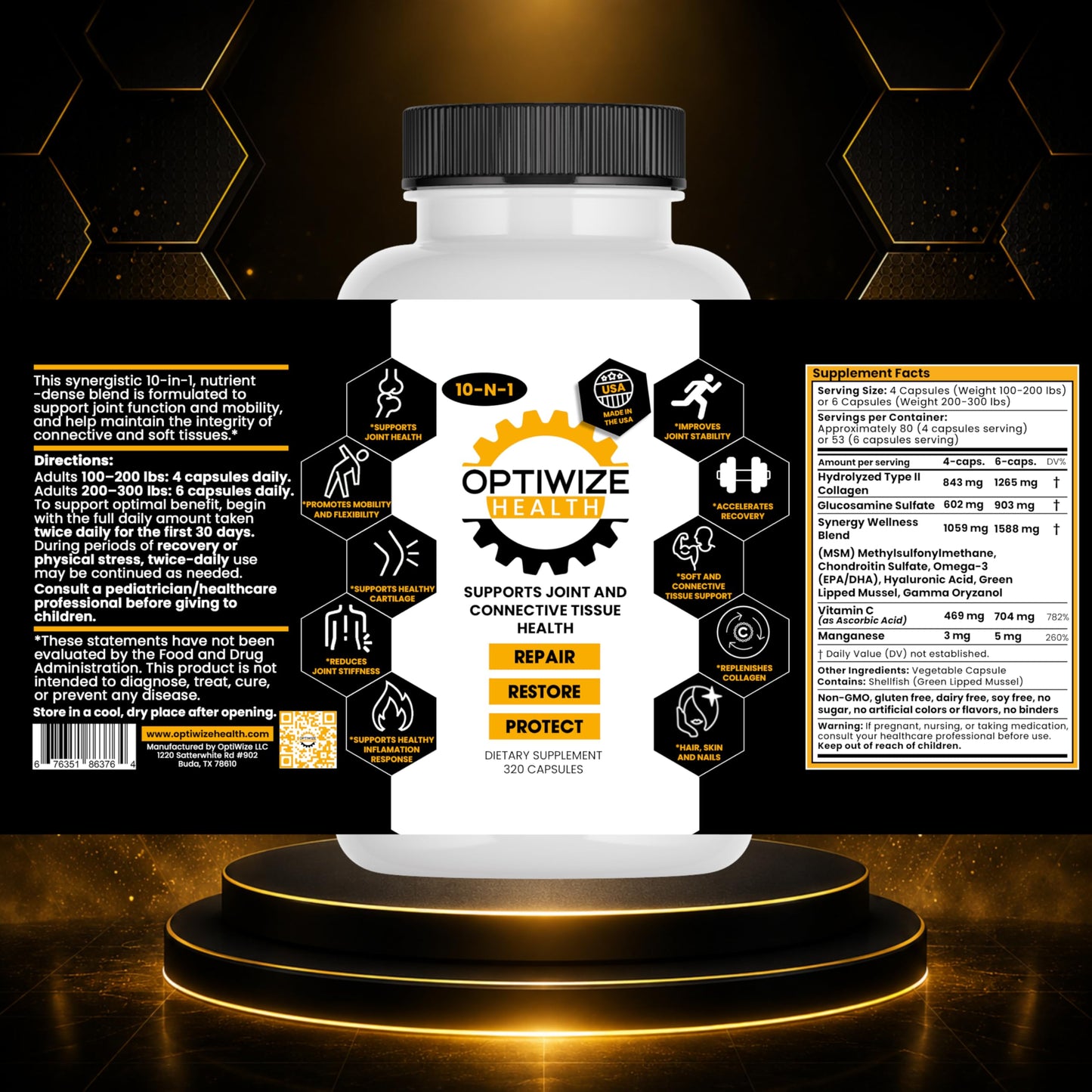 OptiWize 10-N-1 dietary supplement bottle for joint mobility