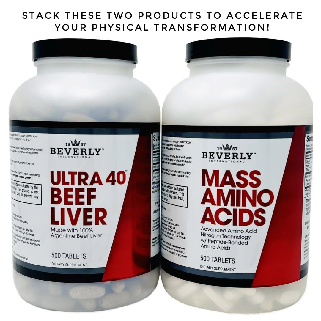 Authentic USA imported Beverly International Ultra 40 grass fed beef liver supplement bottle on display