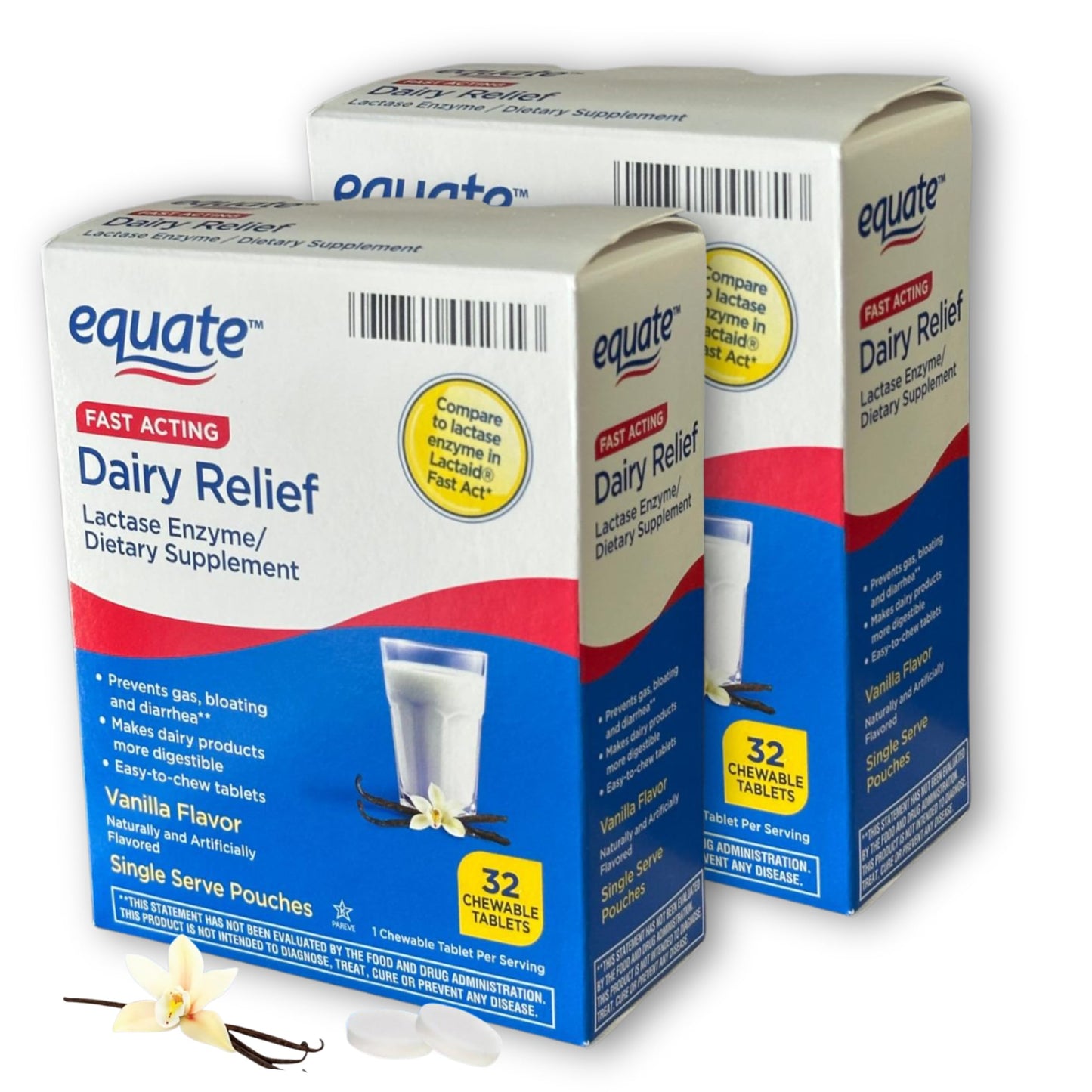Equate brand dairy digestive relief tablets for adults and children daily use overview