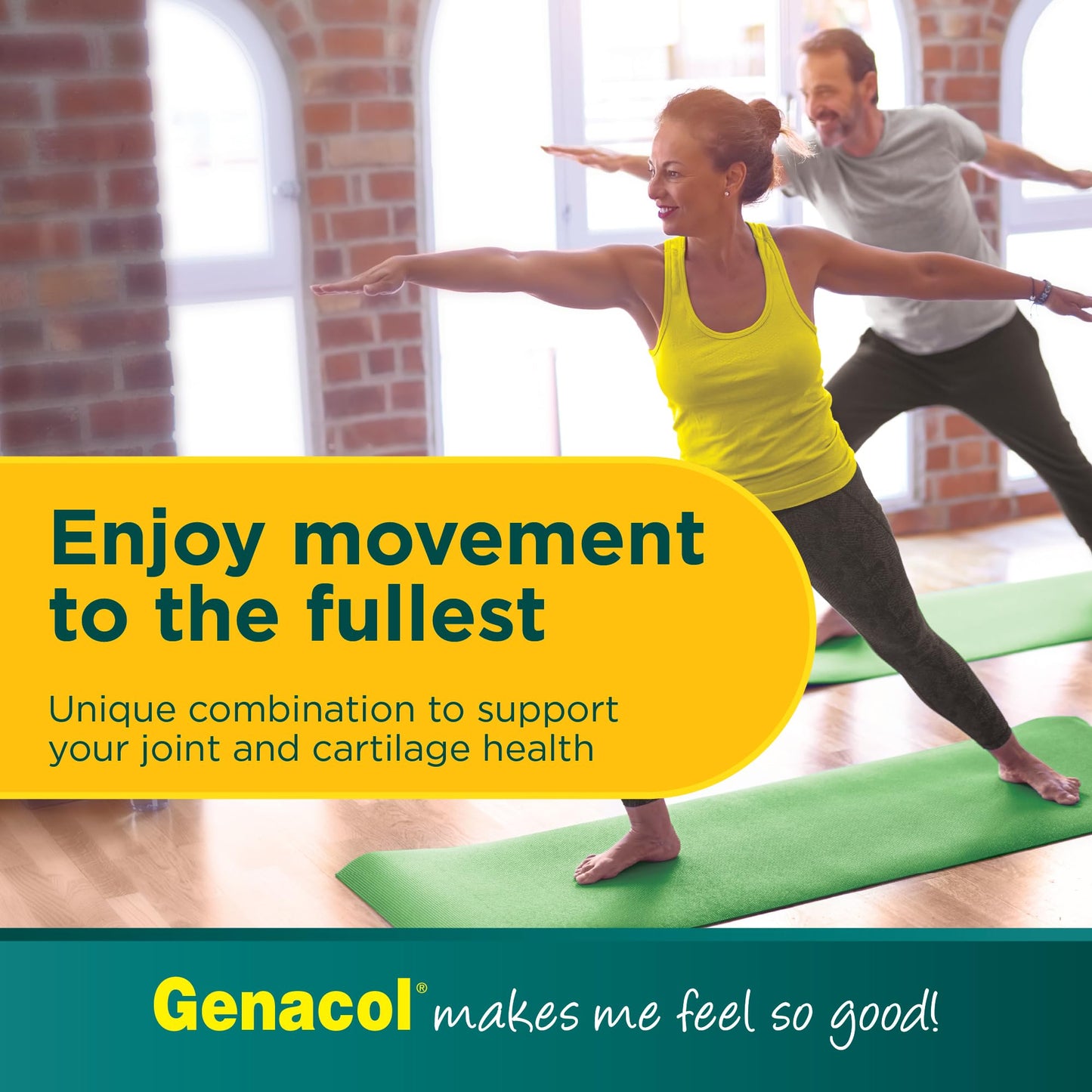 Genacol Plus imported joint mobility supplement standing bottle packaging angle