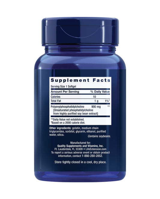 Life Extension HepatoPro polyenylphosphatidylcholine premium liver supplement facts label