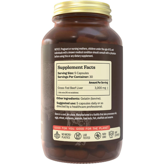 MK Supplements beef liver supplement 3000 mg supplement facts label