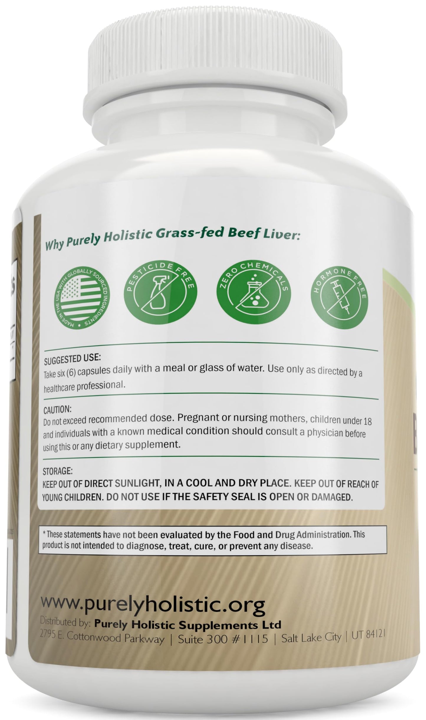 Nutrient-dense freeze-dried beef liver dietary supplement capsules packaging graphics.