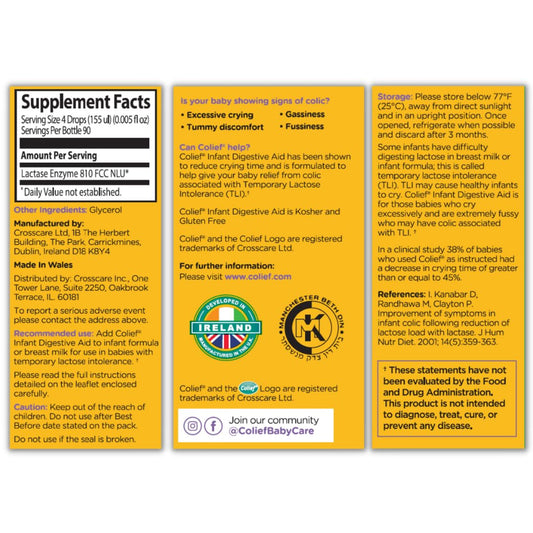 Colief Infant Digestive Aid bottle packaging details