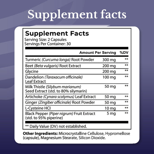 Nation Health MD Liver Renew supplement facts panel showing milk thistle and artichoke ingredients