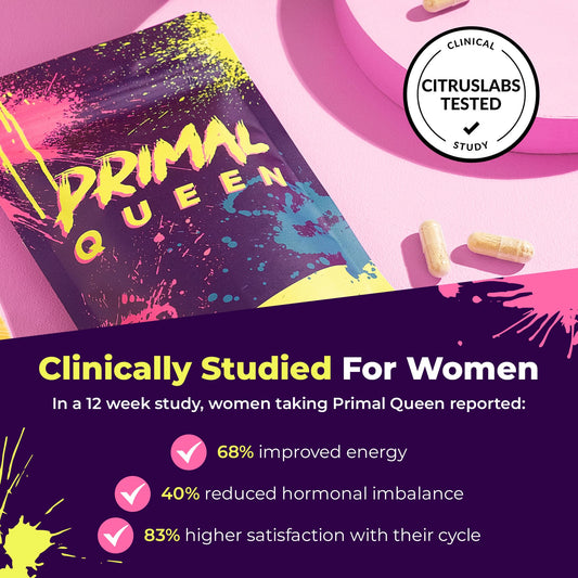 Back label of Primal Queen women supplement displaying grass fed Argentinian cattle sourcing details