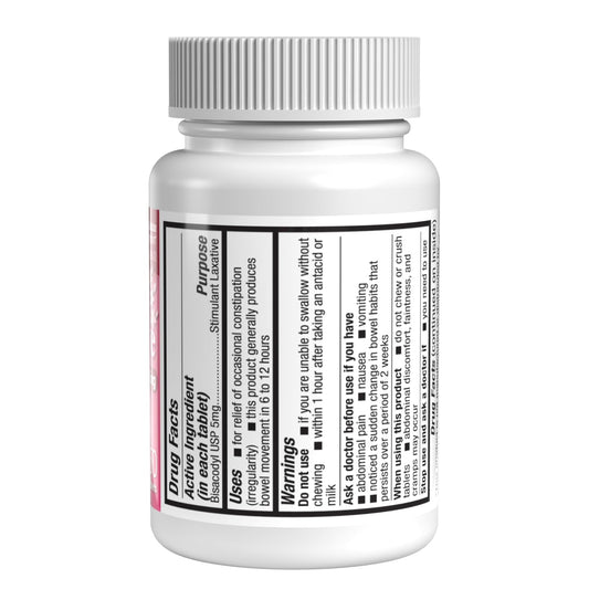 HealthA2Z Bisacodyl 5mg stimulant laxative 150 tablets label detail