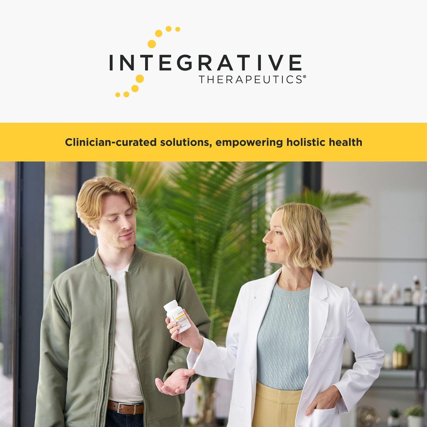 Feminine urogenital care supplement by Integrative Therapeutics shown on a clean retail shelf setting.