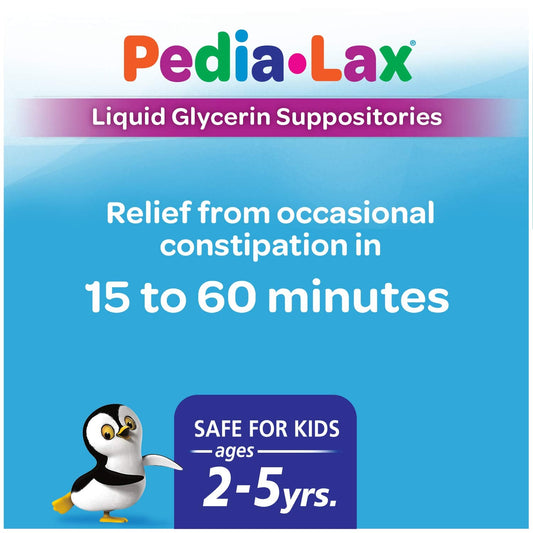 Pedia-Lax constipation relief pack showing 6 count applicators